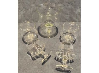 Vintage Footed Glass Bowl Dessert Set