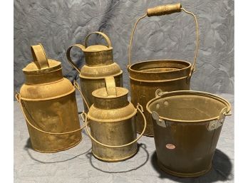 Antique Metal Cans With Lids & Pails