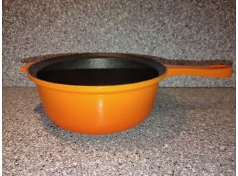 Orange Enameled Cast Iron Sauce Pot