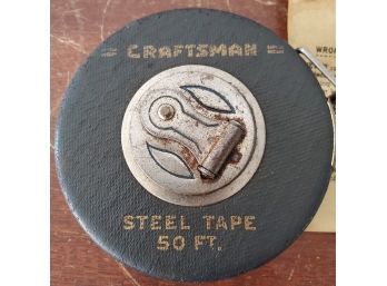 Vintage Craftsman 50 Foot Metal Measuring Tape From Sears, Roebuck & Co. In It's Original Box