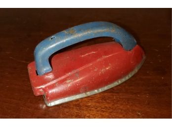 Antique Metal Red & Blue Toy Iron - Circa 1930s