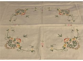 Vintage Floral Embroidery Tablecloth  33' X 32'