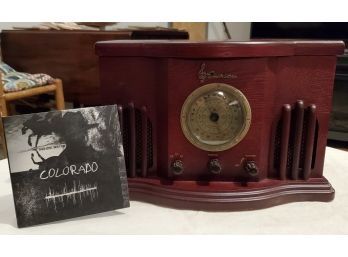 EMERSON 19344 Reproduction Antique Look Radio & Neil Young CD! With Lift-lid CD Player Up Top. Works