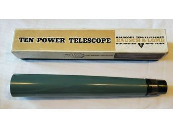 Vintage Bausch & Lomb Ten Power Telescope -Original Box, Rochester, New York. Range: Ten Yards To Infinity