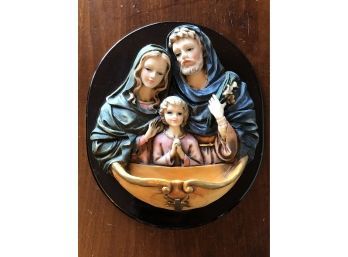 Vintage Religious Entry Door Way Wall Plaque With A Holy Water Stoup