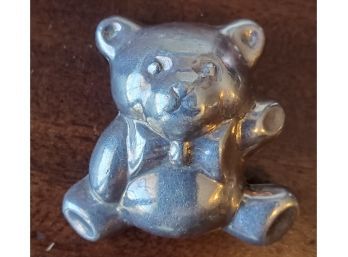 Sterling Silver Huggable - Teddy Bear Pin Or Pendant - Sporting A Bowtie!!