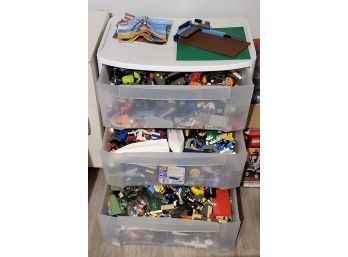 MEGA LEGO Lot -Large 3- Drawer Storage Unit FULL Of Classic Star Wars, Mechanical Men, City Sets,18 Mini Figs