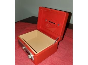 Children's Metal CASH BOX - Coin Slot Up Top - No Key -but Silver Tab Slides The Lid Open - Auto Lifting Lid