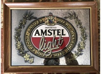 Framed Amstel Light Beer Advert Mirror 16 By 21 Inches