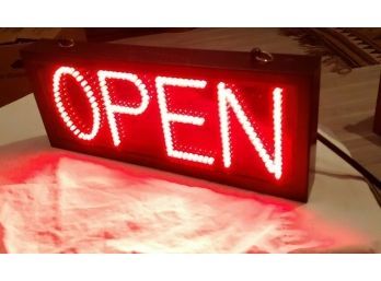 MILLENNIUM Visual Systems LED 'OPEN' Sign -Solid & Flashing The Red Word 'OPEN'