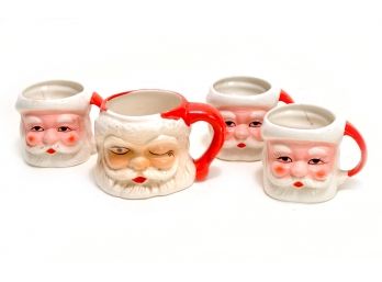 Lot Of 4 Vintage Santa Mugs