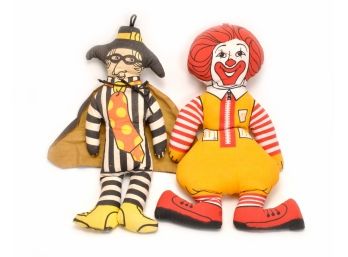 VINTAGE 1970's MCDONALD'S RONALD MCDONALD / HAMBURGLAR 16' PLUSH DOLLS