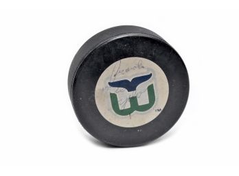 SIGNED HARTFORD WHALERS HOCKEY PUCK