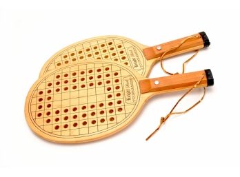 Pair Of Vintage Wood Knight Tournament Paddle Ball Racquets - Like New