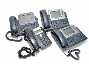 Lot Of 4 IP Phones - Cisco 7970 & 7960 And Polycom 335