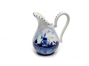 VINTAGE DELFT BLUE WINDMILL CREAMER PITCHER - HOLLAND