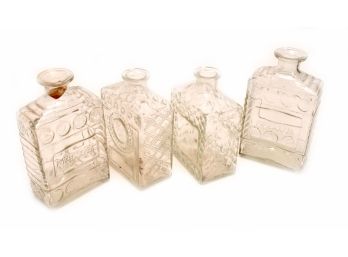 LOT OF 4 VINTAGE I.W. HARPER Glass Bourbon Whiskey Bottle Decanter