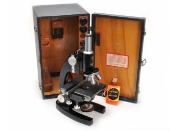 Vintage Bausch & Lomb Microscope With Wood Case