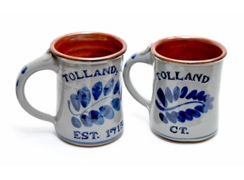 PAIR OF HANDMADE TOLLAND CT CERAMIC MUGS