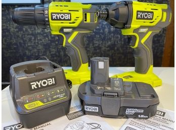 Brand NEW!! Ryobi Drill-Driver, Impact Driver, 18 Volt Battery & Battery Charger