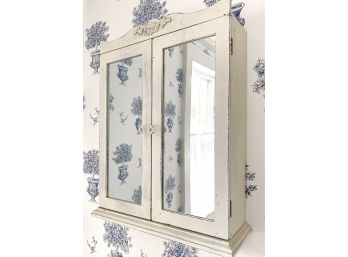 Shabby Chic Distressed Mirrored Vanity Cabinet