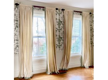 Custom Made Silk Drapes With Wooden Rods