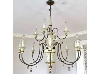 Distressed Vintage Finish Iron Candelabra Chandelier Light Fixture