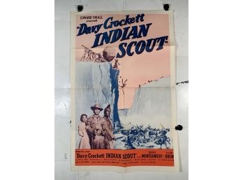 Vintage Folded One Sheet Movie Poster Davy Crockett Indian Scout 1950