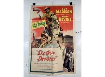 Vintage Folded One Sheet Movie Poster Six Gun Decision 1953