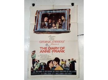 Vintage Folded One Sheet Movie Poster The Diary Of Anne Frank 1959