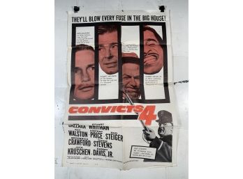 Vintage Folded One Sheet Movie Poster Convicts 4 1962