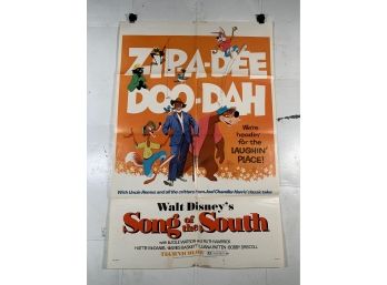 Vintage Folded One Sheet Movie Poster Walt Disney Song Of The South 1972