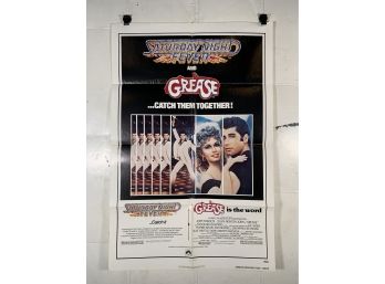 Vintage Folded One Sheet Movie Poster Grease Saturday Night Fever Combo