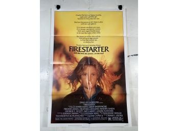 Vintage Folded One Sheet Movie Poster Drew Barrymore In Firestarter 1984