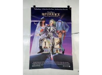 Vintage Folded One Sheet Movie Poster Beetlejuice 1988