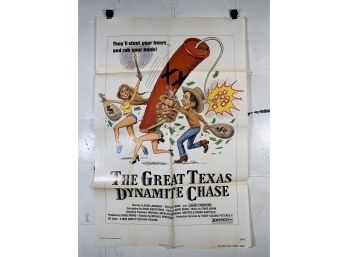 Vintage Folded One Sheet Movie Poster The Great Texas Dynamite Chase 1976