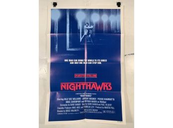 Vintage Folded One Sheet Movie Poster Sylvester Stallone In Nighthawks 1981