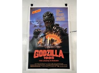 Vintage Folded One Sheet Movie Poster Godzilla 1985 The Legend Is Reborn