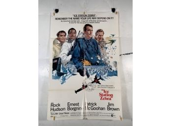 Vintage Folded One Sheet Movie Poster Ice Station Zebra 1969