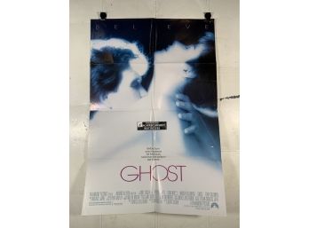 Vintage Folded One Sheet Movie Poster Patrick Swayze In Ghost 1990