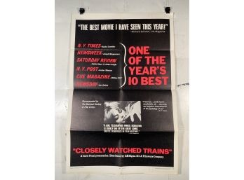 Vintage Folded One Sheet Movie Poster Closely Watched Trains 1968