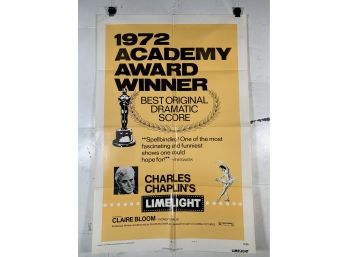 Vintage Folded One Sheet Movie Poster Charlie Chaplins Limelight 1973