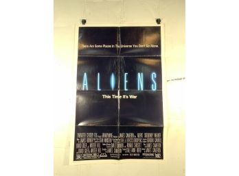 Vintage Folded One Sheet Movie Poster Aliens 1986