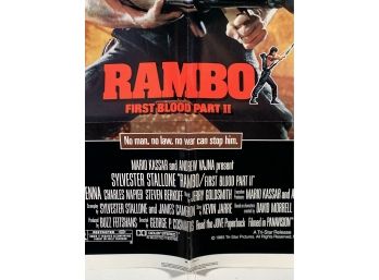 Vintage Folded One Sheet Movie Poster Rambo First Blood Part II