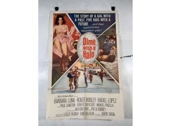 Vintage Folded One Sheet Movie Poster Dime With A Halo 1963