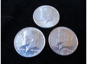 1965, 1966, 1967 U.S. Kennedy Silver Half Dollars