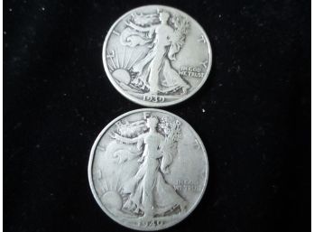 1939 P, 1940 S U.S. Walking Liberty Silver Half Dollars