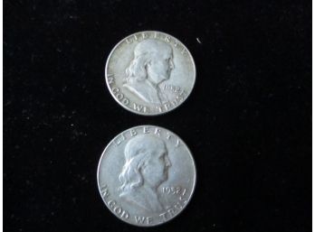 2 -1952 U.S. Franklin Silver Half Dollars