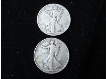 1937 P, 1938 P U.S. Walking Liberty Silver Half Dollars