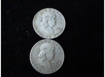 2 - 1949 U.S. Franklin Silver Half Dollars